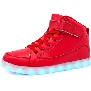 ⚡Unisex Red Fashion USB Recharging High Top LED Light Up Casual Sneakers